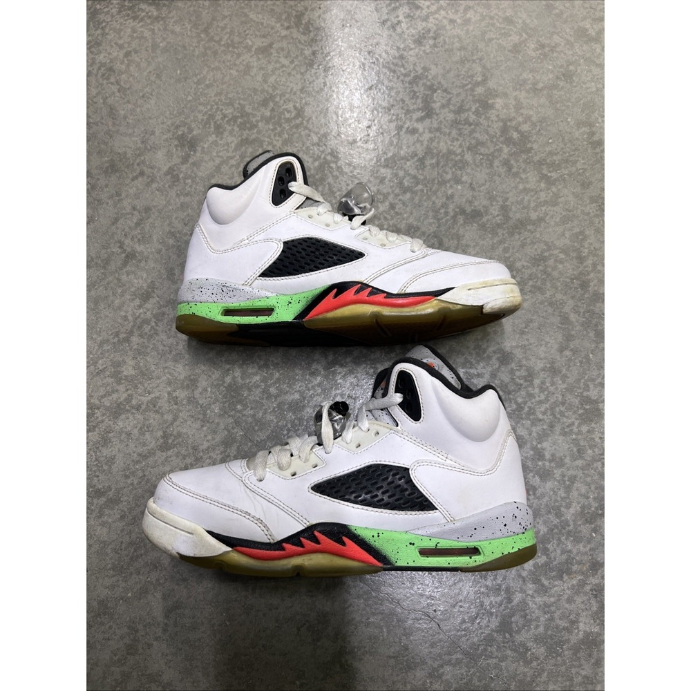 Jordan Air Jordan 5 Retro Pro Stars 2015 High Sneakers White Green Speckled 6Y